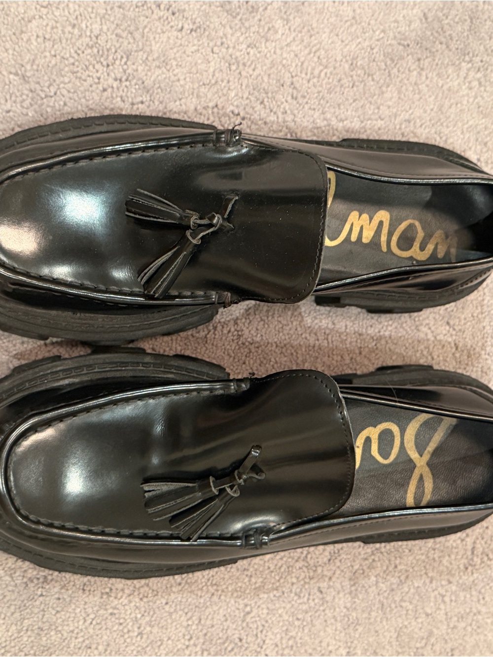 Sam Edelman Black Tassel Loafers for women - platform